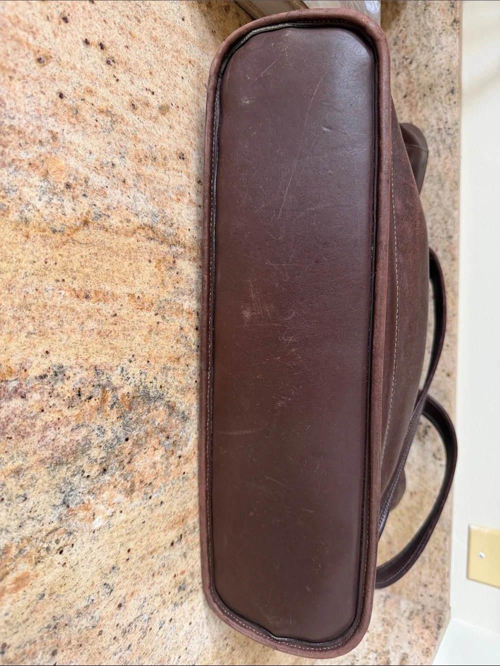 Coach Men's Leather Briefcase in Dark Brown with Contrast Stitching
